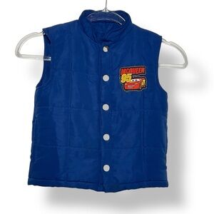Disney Cars Vest Lightning McQueen Vintage Blue‎ Puffer Boys Size 3